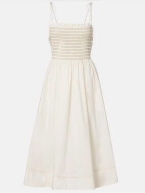 Veronica Beard | Dresses | Veronica Beard Fitz Halter Cotton Poplin Dress  White Golden Sand Size 6 Nwt | Poshmark
